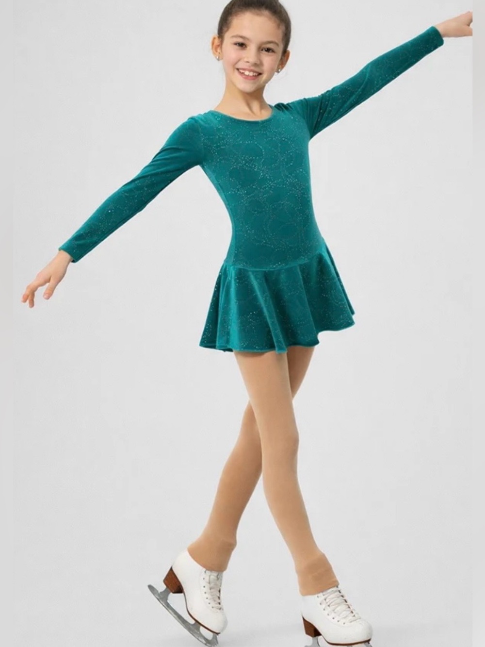Mondor blue velvet look sparkle dance wear SZ 4-6